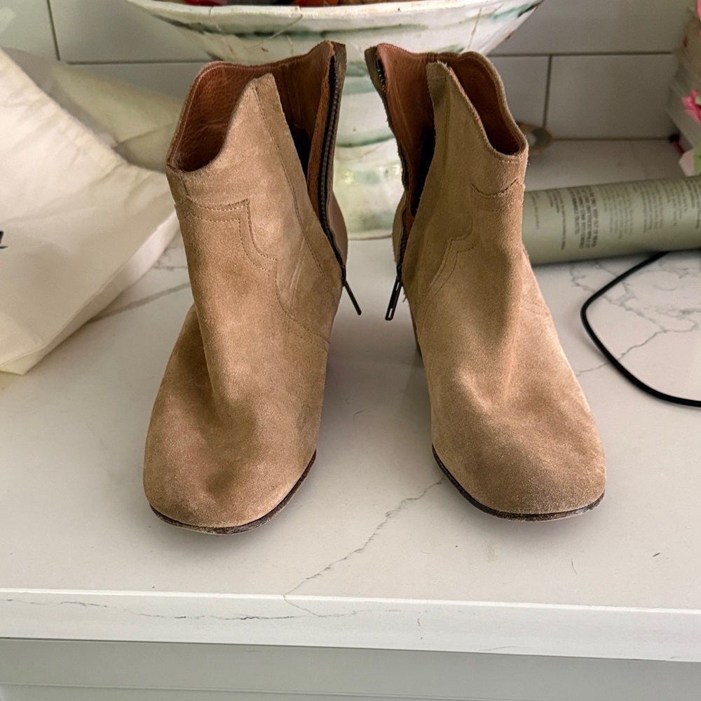 Isabel Marant Tan Suede Ankle Boots